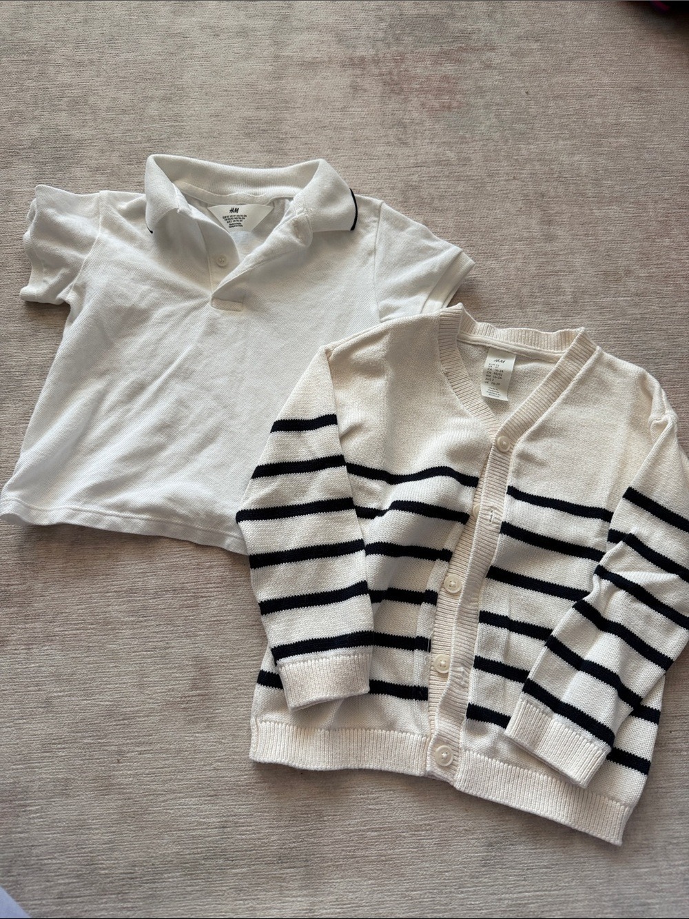 H&M Polo White Cardigan Striped 2T